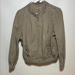 Highway Jeans Taupe Studded Jean Jacket